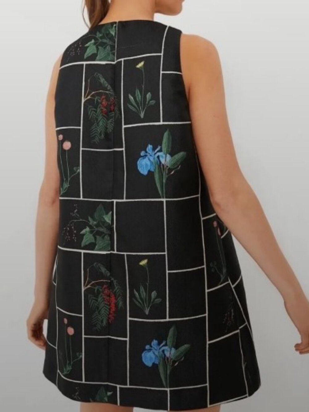 Tuckernuck Black Grid Floral A-Line Mini Dress - Picture 15 of 15